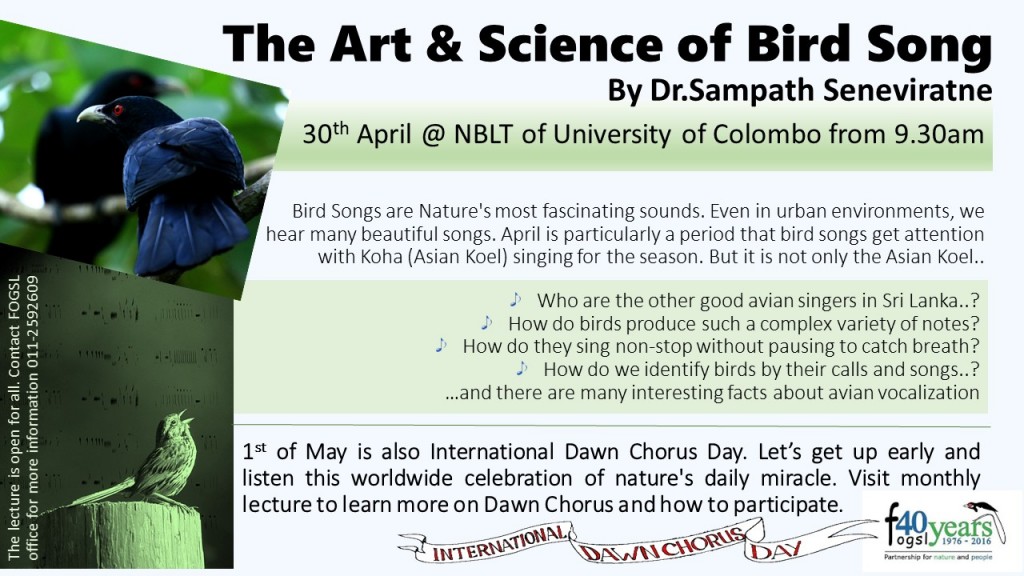 The Art & Science of Bird Song - April Monthly Lecture